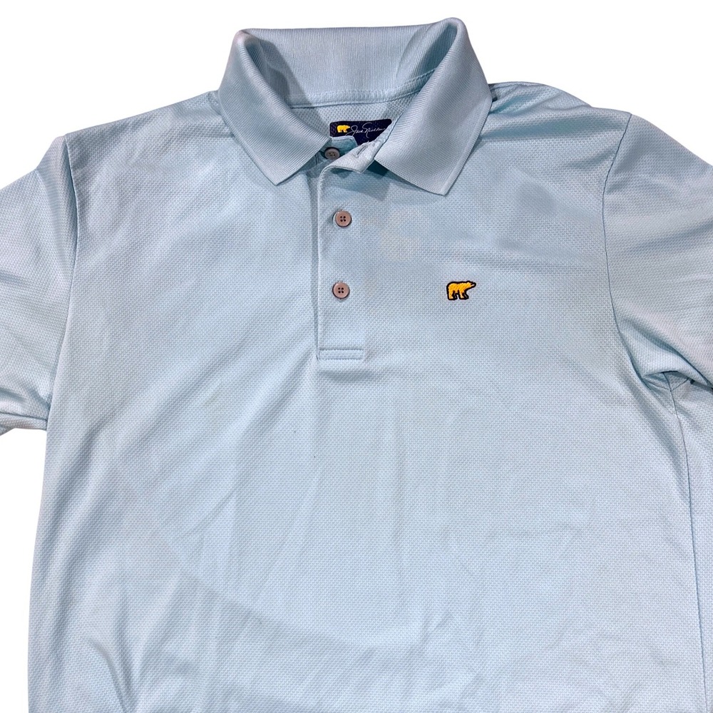 Jack Nicklaus Mens Light Blue Golf Polo Shirt M‎ Short Sleeve Embroidered Bear